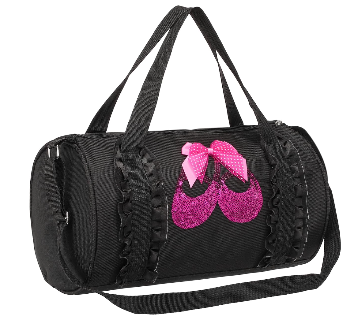 Pink Sequin Ballet Shoe Duffel Bag- Black