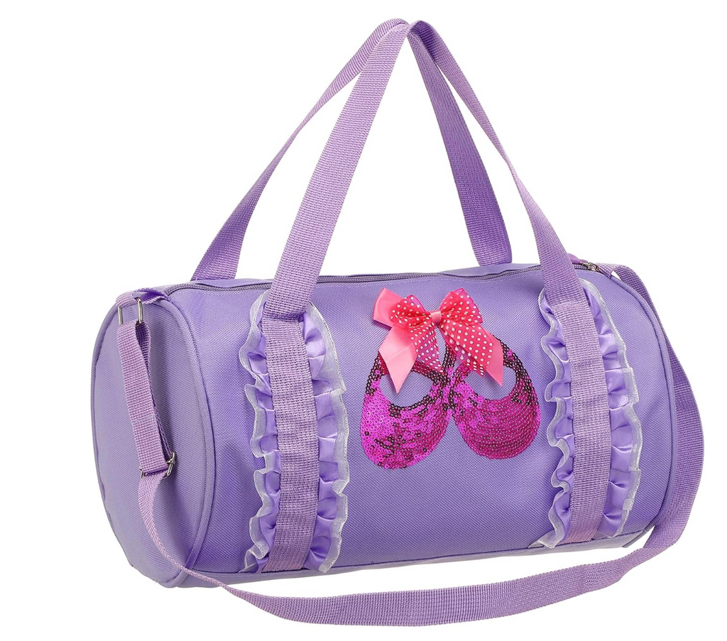 Pink Sequin Ballet Shoe Duffel Bag- Purple