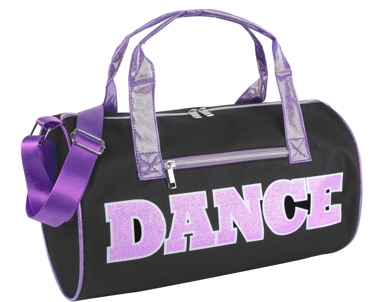 Black DANCE Duffle Bag- Purple Glitter