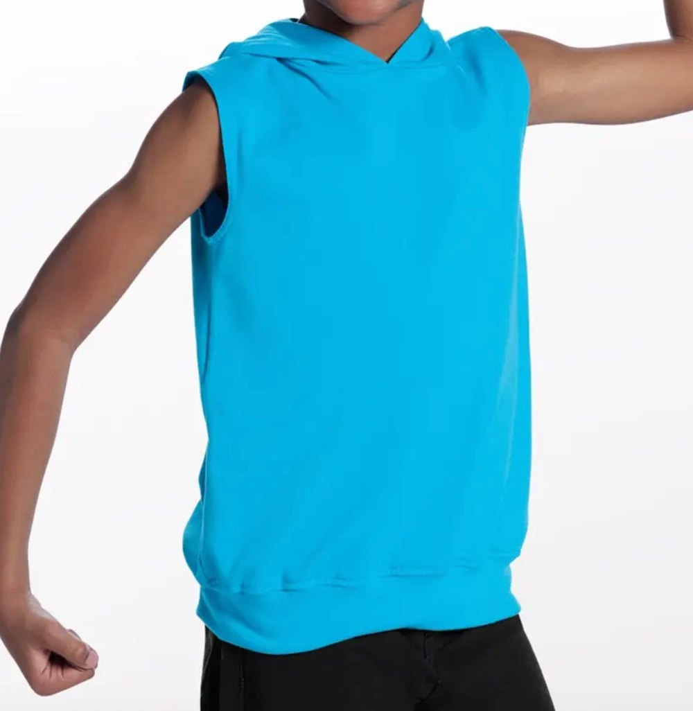 Sleeveless Hoodie- Blue