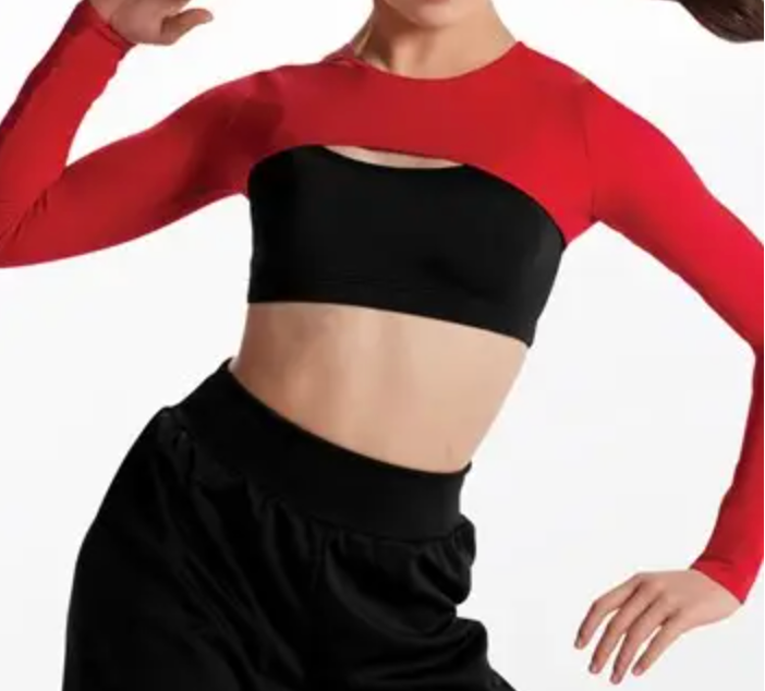 Pull-On Crew Neck Bolero- Red