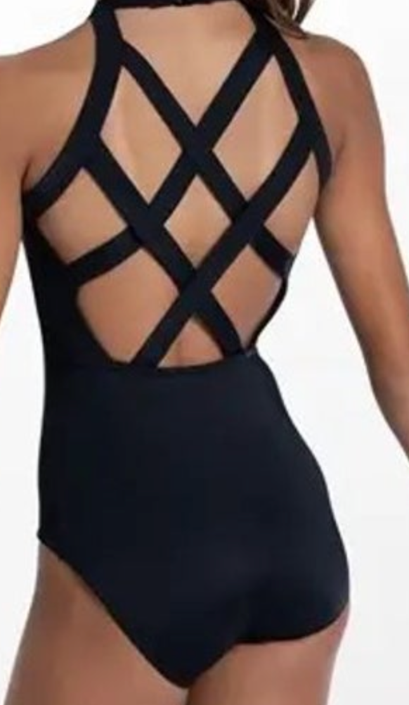 Basket Weave Back Leotard: Black