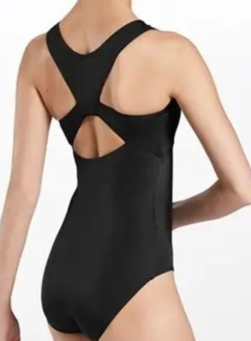 Circle Cut-Out Leotard: Black
