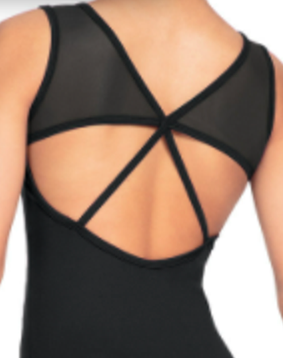 Strappy Mesh Back Leotard: Black