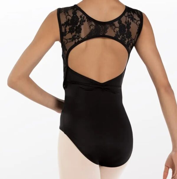 Lace Cap Sleeve Leotard- Black