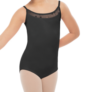 Floral Mesh Leotard-Black