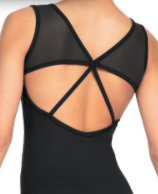 Mesh Cross Back Leotard-Black