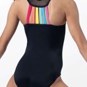 Rainbow Back Leotard-Black